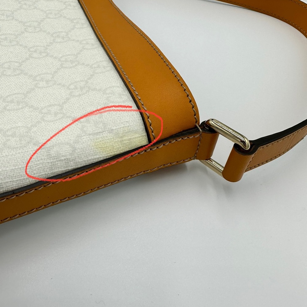 GUCCI WOMEN'S HEART TATTOO WHITE COATED CANVAS MEIER HOBO BAG TOTE HANDB… - Picture 11 of 12
